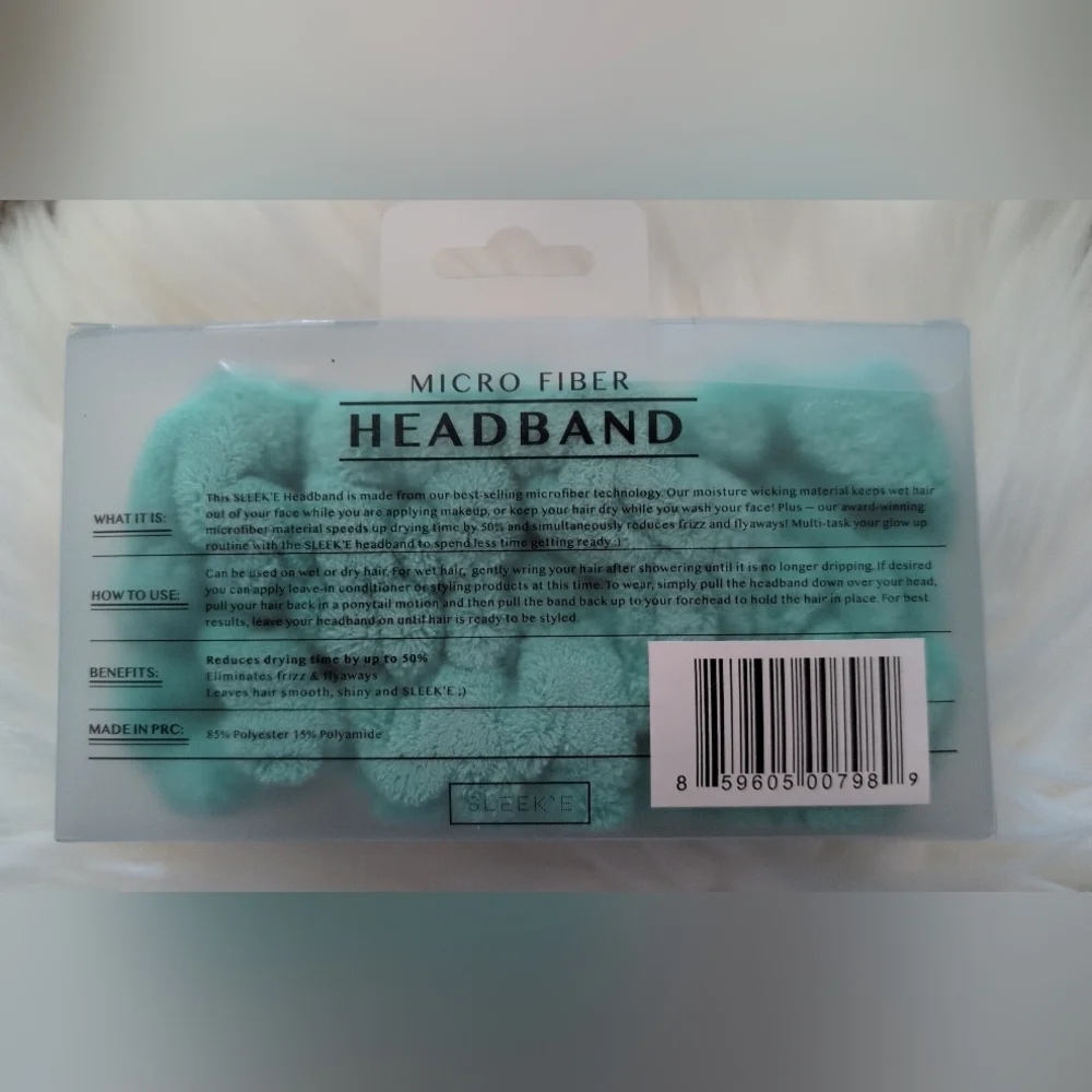 Sleek'e Turquoise Micro Fiber Bow Headband